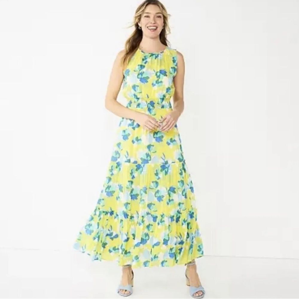 DRAPER JAMES RSVP Clip-Dot Tiered Maxi Dress -XXL